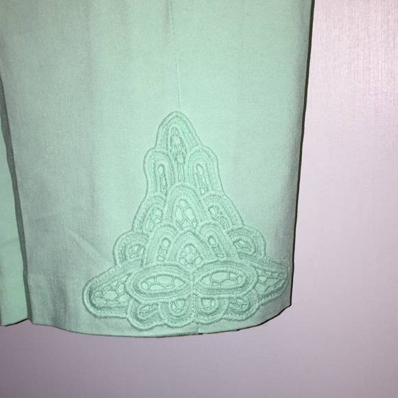 Mint Green Cropped Pants - Picture 2 of 3